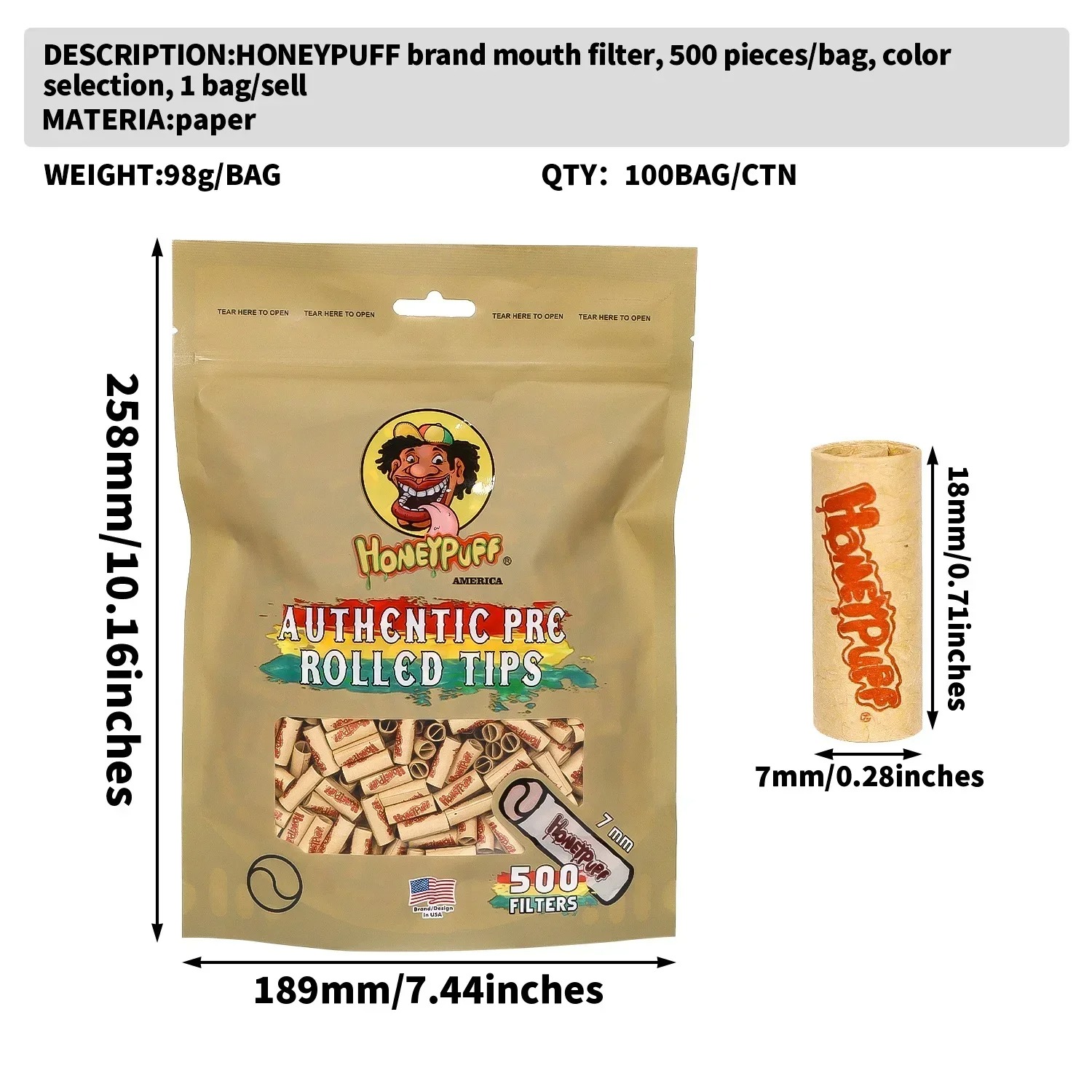 500Pcs/Lot Natural Unrefined P - огляд і ціна Smoking & Vaping Accessories